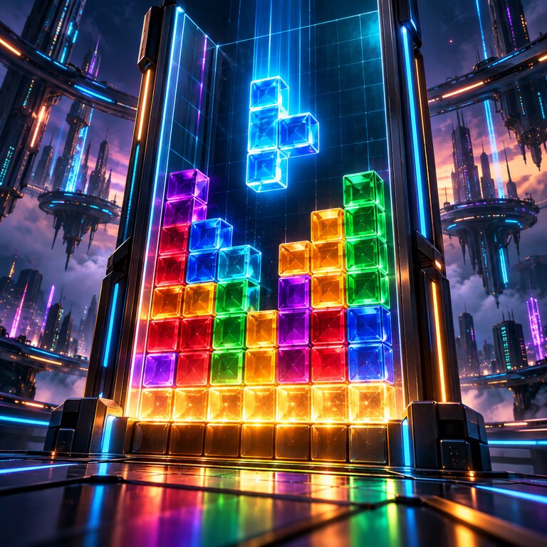 Brilliant three-dimensional falling blocks